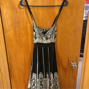 INC International Concepts Black and Cream Midi Dress